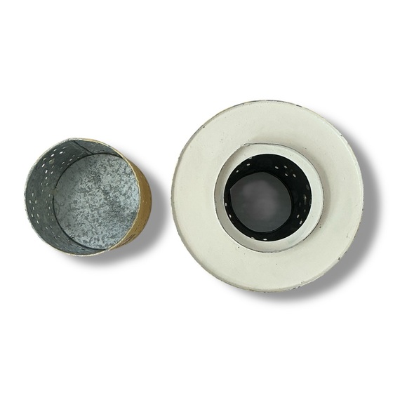 Vintage Hand Painted Galvanized Metal Jar Candle Lamp Yellow Floral 2000 - Picture 13 of 16